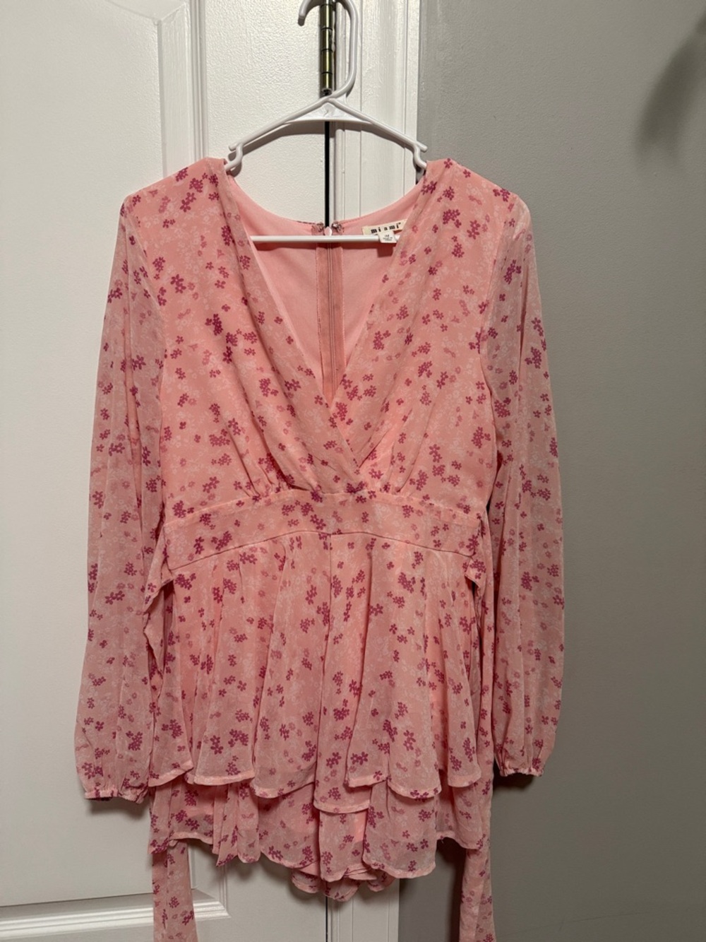 Mi Ami Pink Floral Wrap Romper